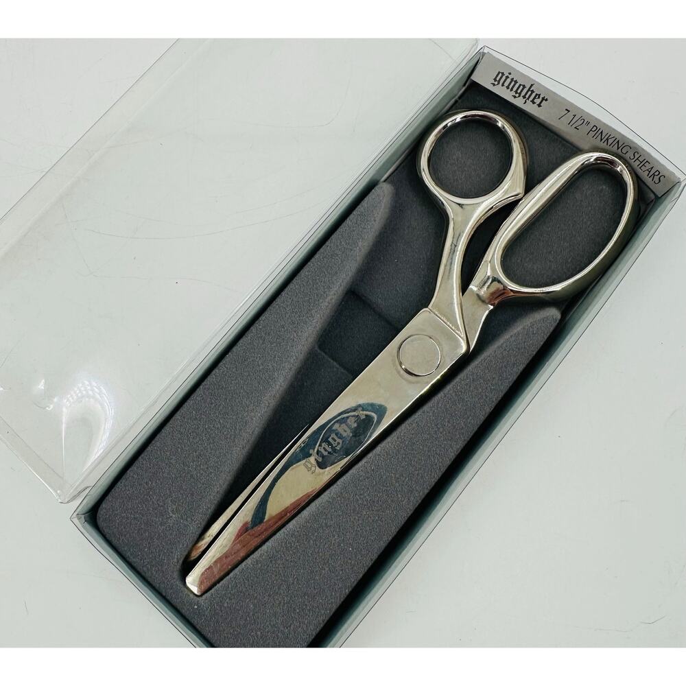 Rare Gingher 7.5" Pinking Shears in Original Box Chrome - Picture 2 of 8